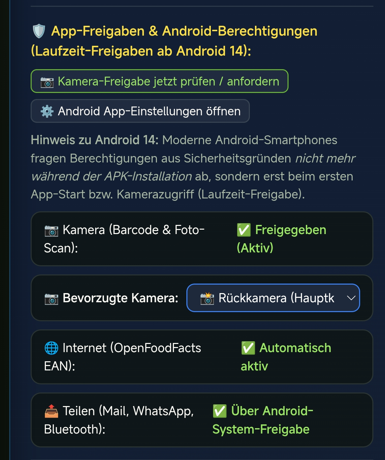 ResteHeld Android Berechtigungen und Freigaben Screenshot