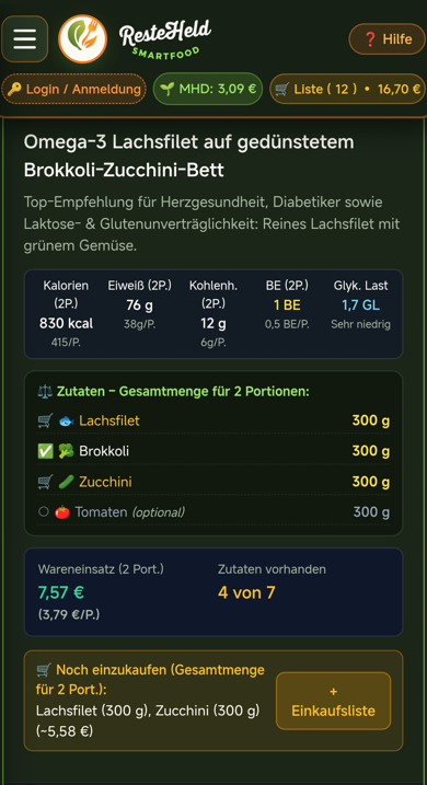 ResteHeld Diabetiker N&auml;hrwerte Screenshot