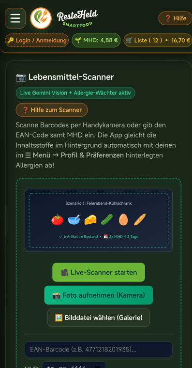 ResteHeld Lebensmittel-Scanner Screenshot